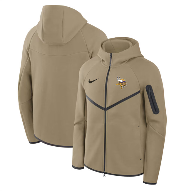 Men's Tan Minnesota Vikings Tech Fleece Full-Zip Windrunner Hoodie